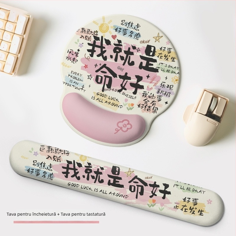 Pad pentru încheietura mâinii pentru mouse – anti-derapare, din cauciuc, model Letter, pentru birou