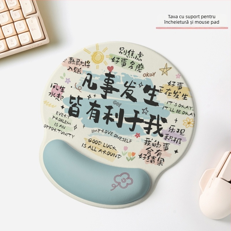 Pad pentru încheietura mâinii pentru mouse – anti-derapare, din cauciuc, model Letter, pentru birou