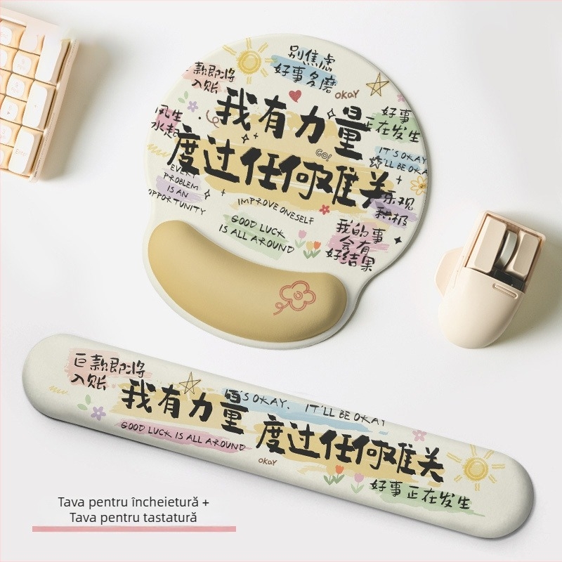 Pad pentru încheietura mâinii pentru mouse – anti-derapare, din cauciuc, model Letter, pentru birou