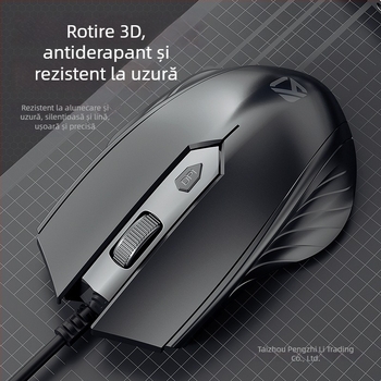 Mouse optic cu fir USB, 4 butoane, pentru notebook și desktop
