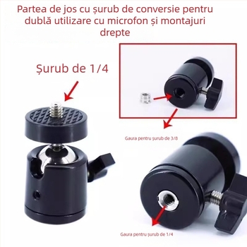 Friendly Suport pentru telefon pentru transmisiile live, trepied cu clips rotativ și gimbal, filmare 360° de deasupra, suport de podea din plastic