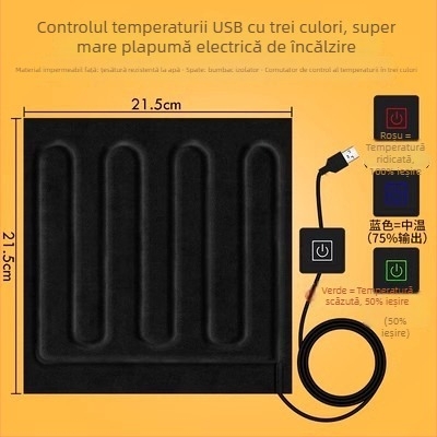 Folie USB încălzitoare — mouse pad, încălzitor pentru mâini și picioare, încălzire electrică 5V, bumbac natural