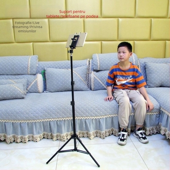 Stativ de podea pentru telefoane și tablete – structură metalică, potrivit pentru utilizare în pat, pentru streaming live, fotografie și înregistrare video