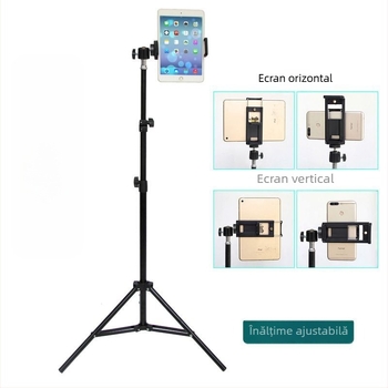 Stativ de podea pentru telefoane și tablete – structură metalică, potrivit pentru utilizare în pat, pentru streaming live, fotografie și înregistrare video