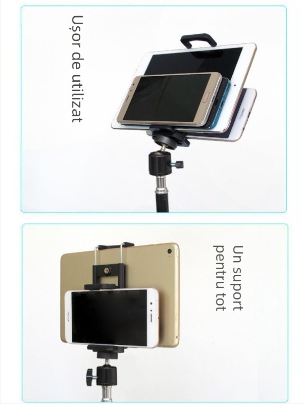 Stativ de podea pentru telefoane și tablete – structură metalică, potrivit pentru utilizare în pat, pentru streaming live, fotografie și înregistrare video