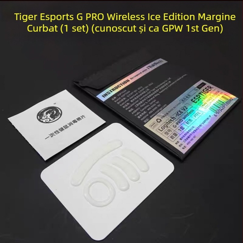 Tiger talisman tălpi de mouse pentru gaming – Ediție Ice, compatibile cu G102/G302/G403/G502/G603/G703/GPW1/GPX, 1 bucată
