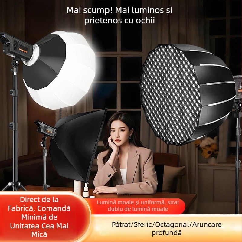 Lumină profesională pentru fotografie cu cap Baorongkou, temperatură duală a luminii, fără reglaj al intensității