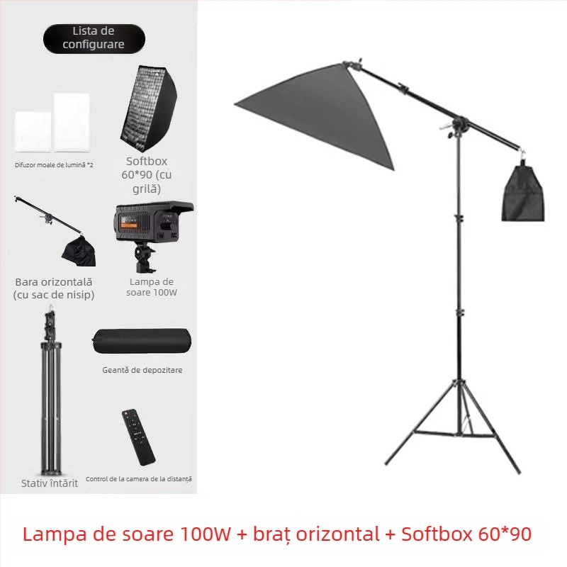 Lumină profesională pentru fotografie cu cap Baorongkou, temperatură duală a luminii, fără reglaj al intensității