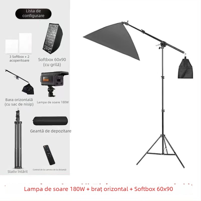 Lumină profesională pentru fotografie cu cap Baorongkou, temperatură duală a luminii, fără reglaj al intensității