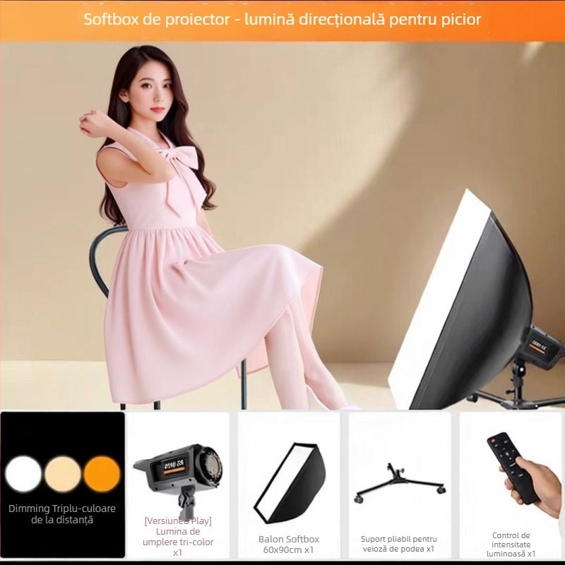 Lumină profesională pentru fotografie cu cap Baorongkou, temperatură duală a luminii, fără reglaj al intensității