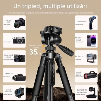 Trepied de cameră din oțel-carbon îngroșat — pentru DSLR și camere fără oglindă — suport triunghiular portabil