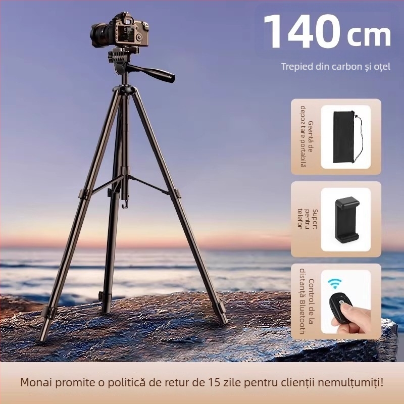Trepied de cameră din oțel-carbon îngroșat — pentru DSLR și camere fără oglindă — suport triunghiular portabil