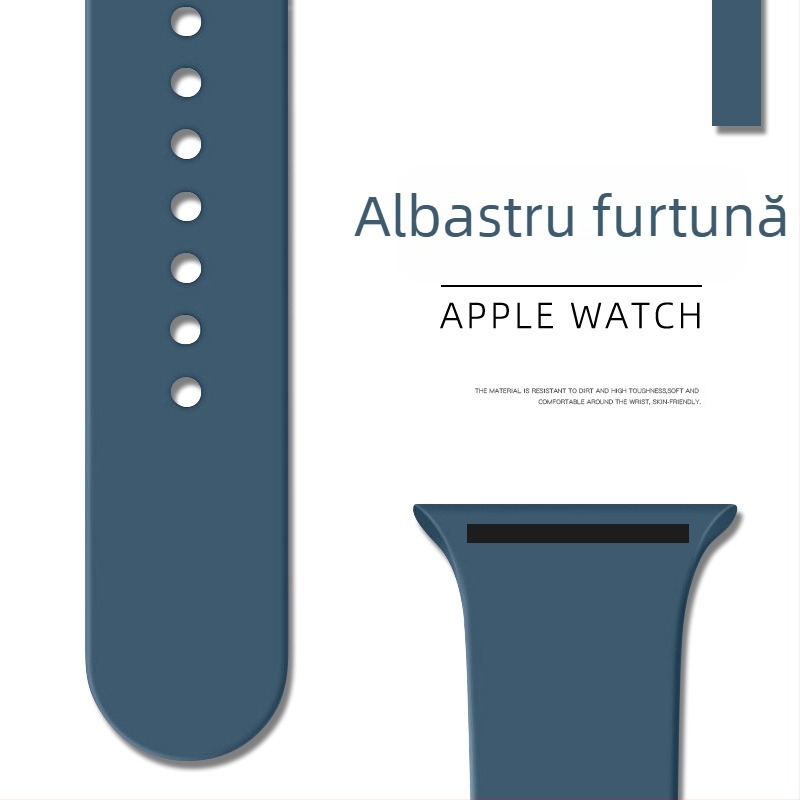 Curea din silicon pentru Apple Watch, cu cataramă buclă unică – Binghong, compatibilă cu Apple Watch, material silicon, dimensiune interfețe personalizabilă, cataramă tip snap