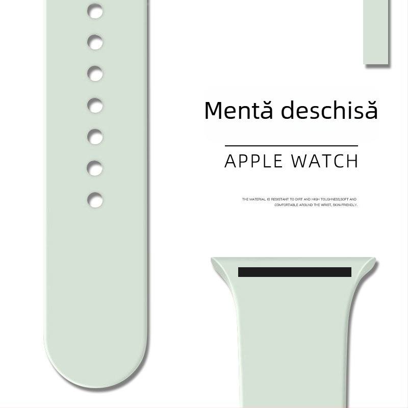 Curea din silicon pentru Apple Watch, cu cataramă buclă unică – Binghong, compatibilă cu Apple Watch, material silicon, dimensiune interfețe personalizabilă, cataramă tip snap