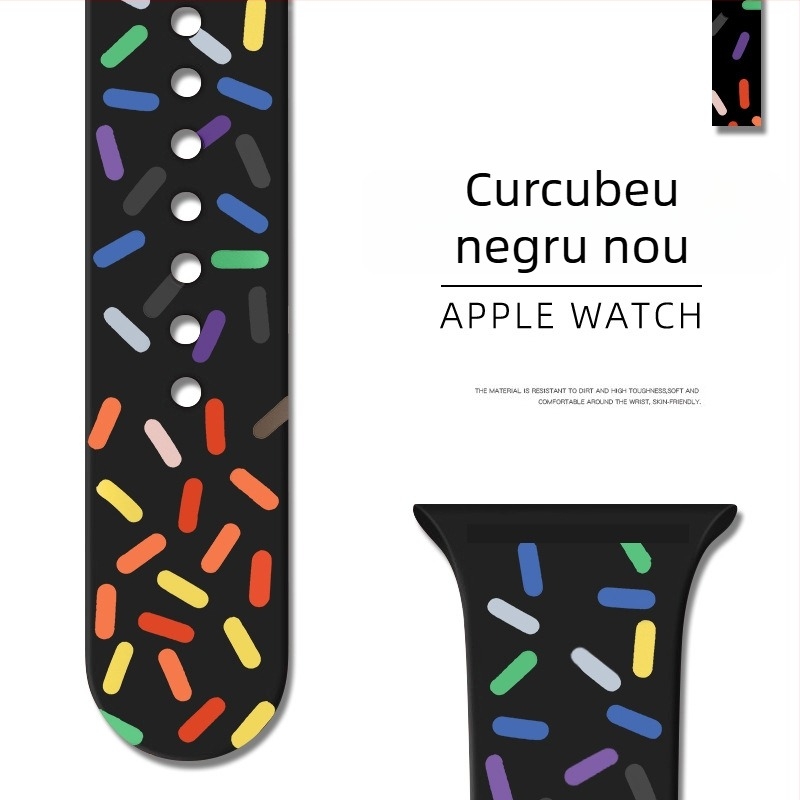 Curea din silicon pentru Apple Watch, cu cataramă buclă unică – Binghong, compatibilă cu Apple Watch, material silicon, dimensiune interfețe personalizabilă, cataramă tip snap