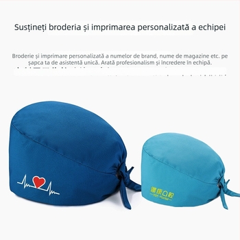 Șapcă chirurgicală unisex, poliester-bumbac, twill, imprimeu monocrom, vârf plat