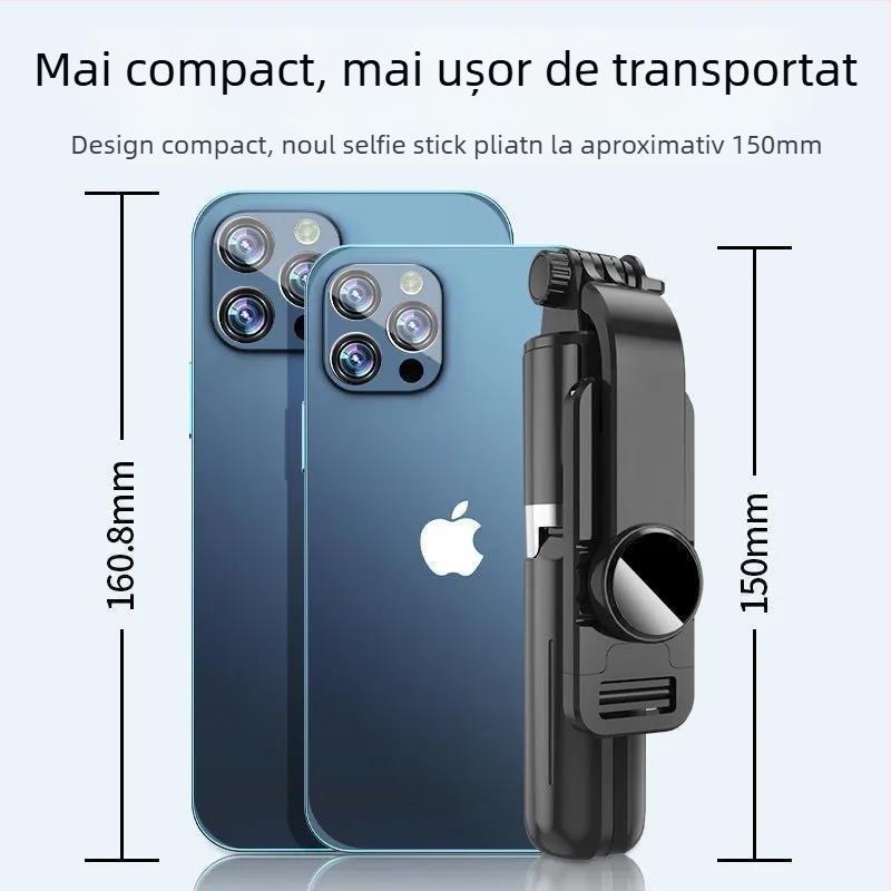 Bețigaș selfie mini extensibil cu trepied pentru telefonul mobil, din oțel inoxidabil; fără telecomandă, fără Bluetooth, fără iluminare încorporată