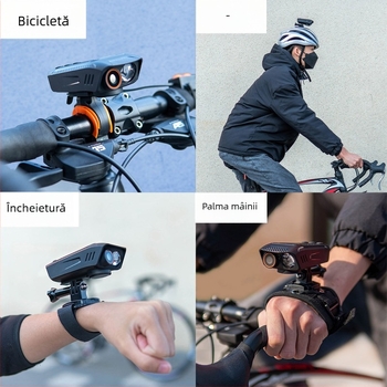 Cameră de acțiune pentru ciclism cu stabilizare electronică 4K, fluier și lanternă, ecran LCD de 2.0 inch