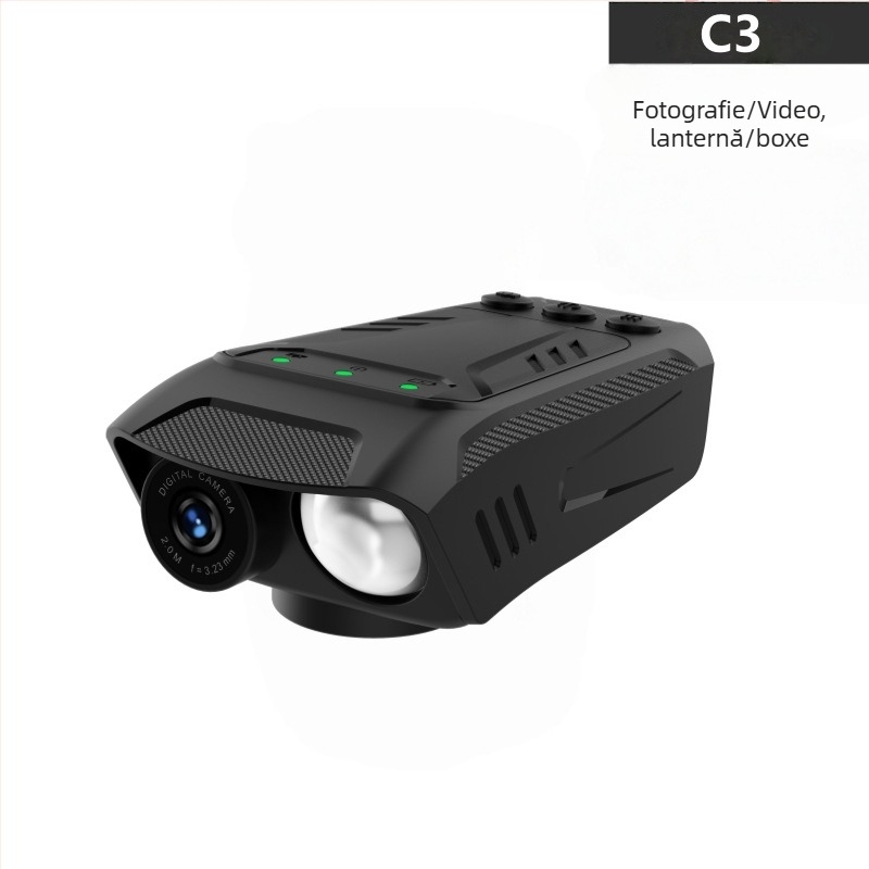 Cameră de acțiune pentru ciclism cu stabilizare electronică 4K, fluier și lanternă, ecran LCD de 2.0 inch