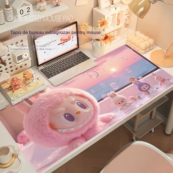 Labubu pad de mouse mare, cauciuc natural, suprafață compatibilă cu calculatorul, imprimare prin transfer termic, personalizare OEM
