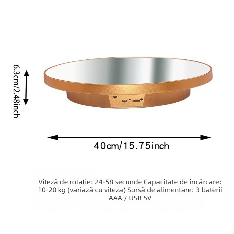 Stand de afișaj rotativ cu suprafață oglindită pentru bijuterii și figurine (ABS turnare prin pulverizare)