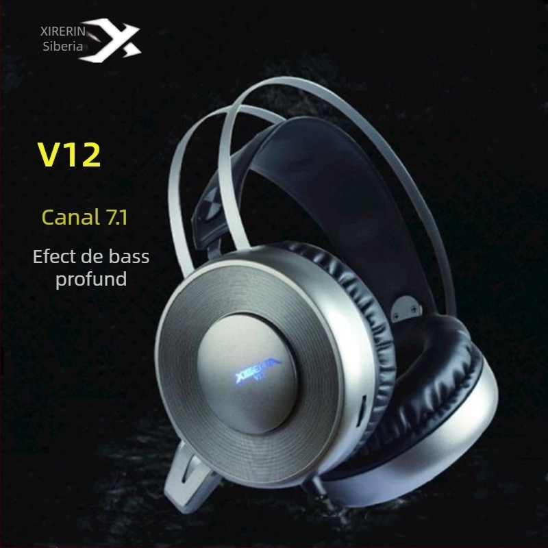 Cască de gaming USB cablată cu difuzoare de 50 mm, microfon încorporat, 20 Hz–20 kHz, compatibil PC