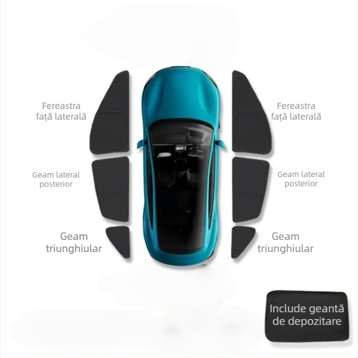 Cortină de protecție solară auto Xiaomi Su7Yu7 — material Oxford, montaj cu ventuze, protecție a intimității, izolație termică, posibilitate personalizare cu logo