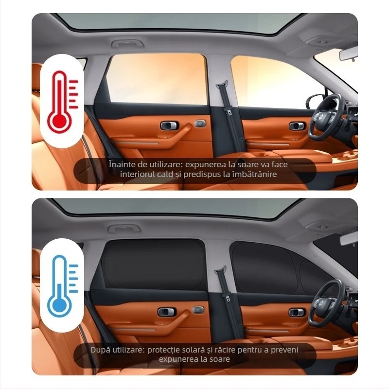Cortină de protecție solară auto Xiaomi Su7Yu7 — material Oxford, montaj cu ventuze, protecție a intimității, izolație termică, posibilitate personalizare cu logo