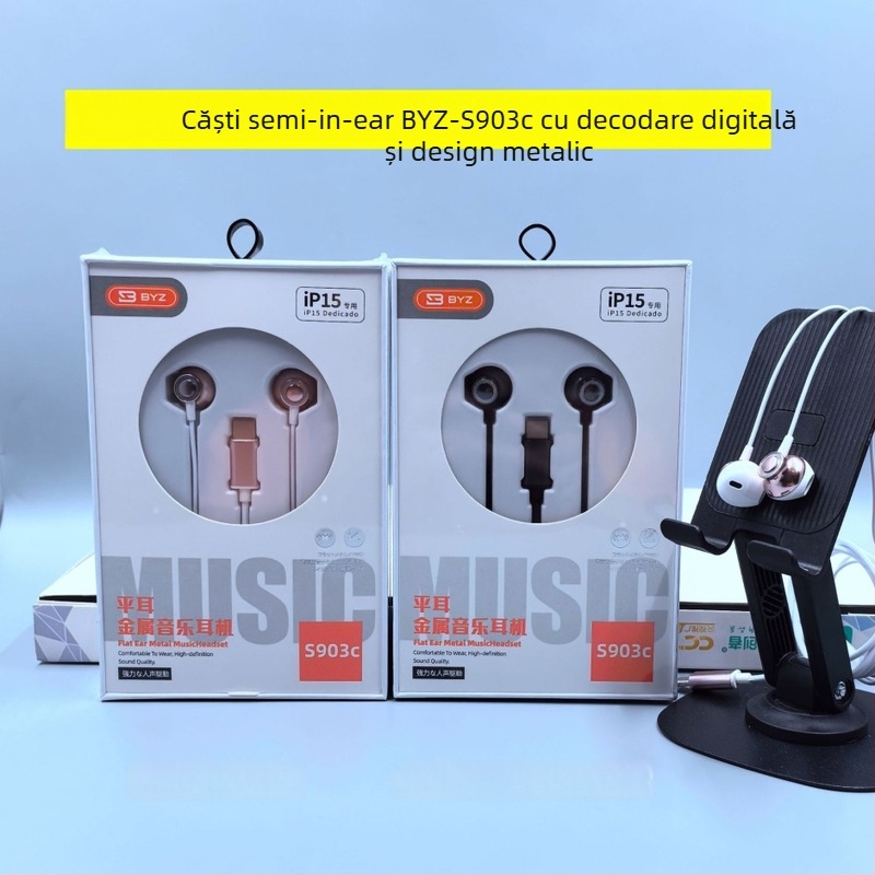 Căști In-ear Type-C cu Decodare Digitală pentru telefoane Huawei Android (LC-C80, drivere dinamice, cu fir, 1,2 m, 135 dB)