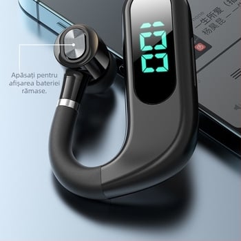 Casca Bluetooth cu agățare pentru ureche, stereo, chipset Huawei, Bluetooth 2.0, baterie până la 4 ore