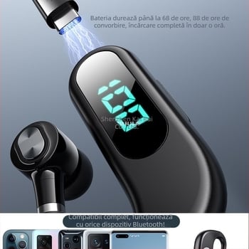 Casca Bluetooth cu agățare pentru ureche, stereo, chipset Huawei, Bluetooth 2.0, baterie până la 4 ore