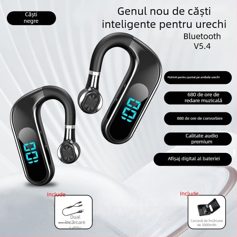 Casca Bluetooth cu agățare pentru ureche, stereo, chipset Huawei, Bluetooth 2.0, baterie până la 4 ore