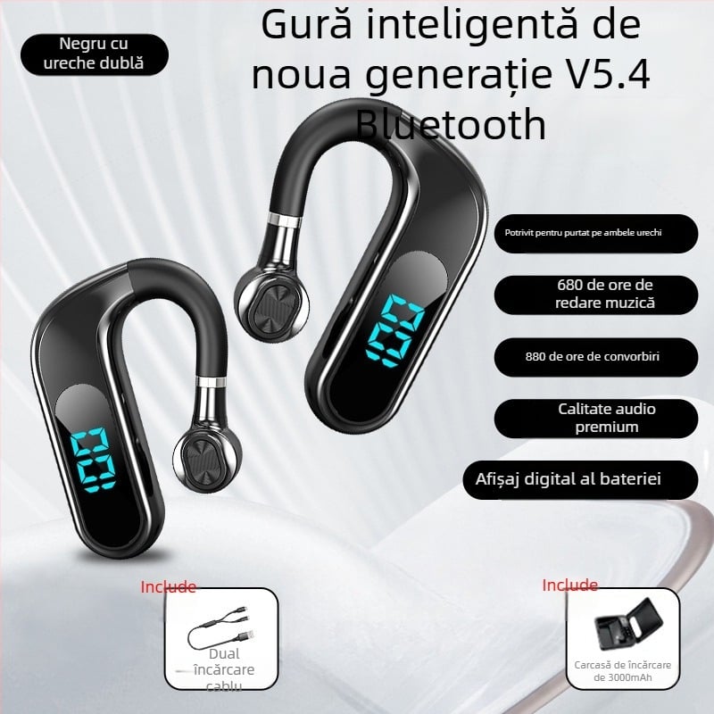 Casca Bluetooth cu agățare pentru ureche, stereo, chipset Huawei, Bluetooth 2.0, baterie până la 4 ore