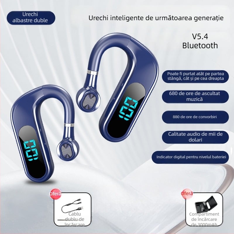 Casca Bluetooth cu agățare pentru ureche, stereo, chipset Huawei, Bluetooth 2.0, baterie până la 4 ore