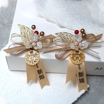 Set de broșe de nuntă pentru mire și mireasă, nași, domnișoare de onoare, părinți și familie – set complet de broșe