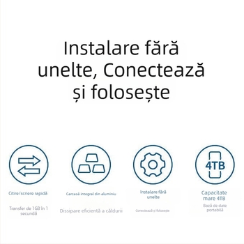 Căsuță SSD M.2 pentru NVMe/NGFF/SATA, aliaj de aluminiu, suport până la 2TB, viteze de transfer 10Gbps/5Gbps