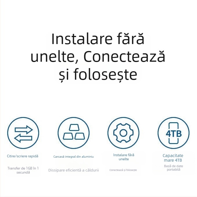 Căsuță SSD M.2 pentru NVMe/NGFF/SATA, aliaj de aluminiu, suport până la 2TB, viteze de transfer 10Gbps/5Gbps