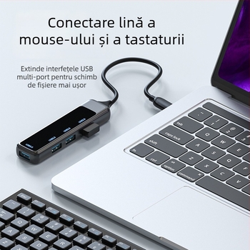 Dock de extindere USB H-388 cu alimentare externă, hub USB 3.0, 1–4 porturi, cititor de carduri Type-C
