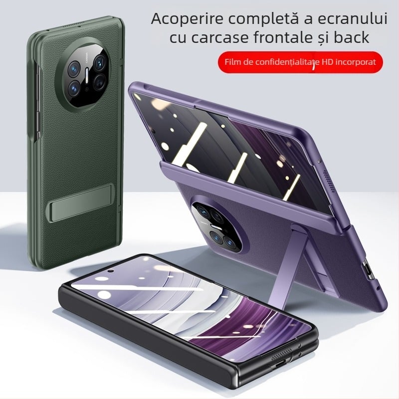 Husă flip Huawei Mate X5 din piele sintetică, stil minimalist de afaceri, finisaj electroplating, rezistență la șocuri, anti-cădere, disipare a căldurii
