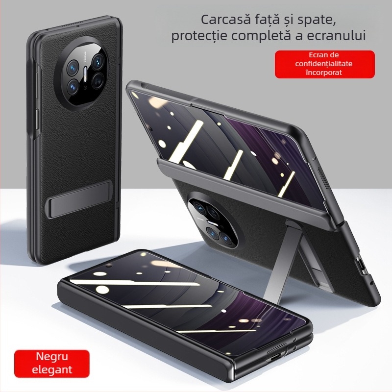 Husă flip Huawei Mate X5 din piele sintetică, stil minimalist de afaceri, finisaj electroplating, rezistență la șocuri, anti-cădere, disipare a căldurii