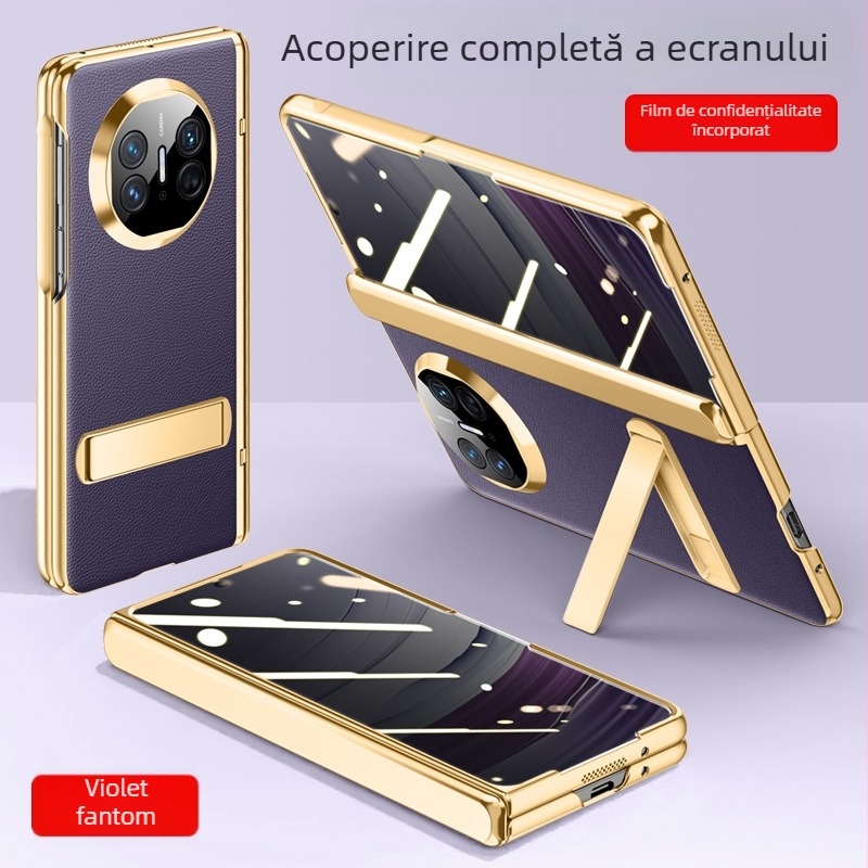 Husă flip Huawei Mate X5 din piele sintetică, stil minimalist de afaceri, finisaj electroplating, rezistență la șocuri, anti-cădere, disipare a căldurii