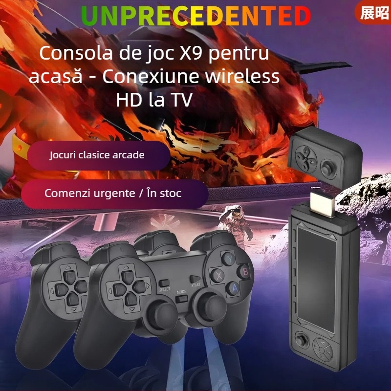 Consolă de jocuri Android pentru acasă, cu ieșire HDMI wireless către televizor, joystick în stil PSP, stocare 64/128/256 GB, suport pentru doi jucători