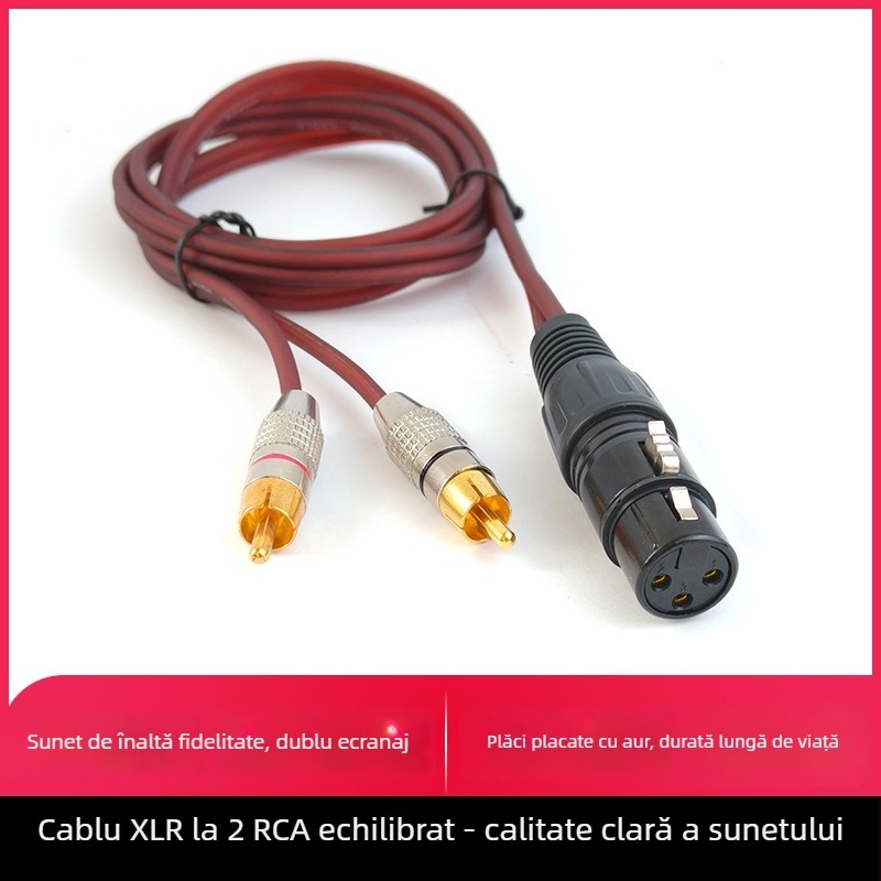 Cablu audio XLR, conectori platiți cu aur, nucleu din cupru pur, cablu OFC, pentru mixer/amplificator