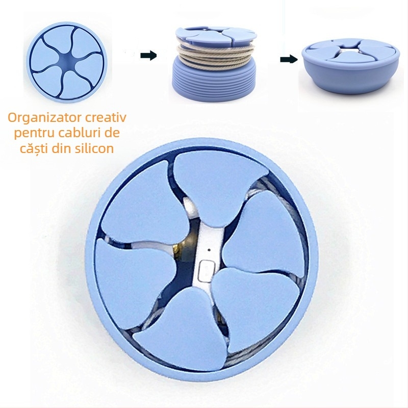 Înfășurător de cabluri din silicon, pliabil – de uz general, minimalist, Hengxuhui03