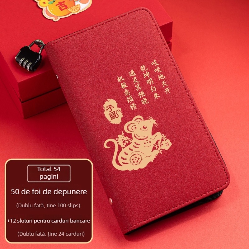 Suport din piele pentru chitanțe de depozitare cu fermoar – Seria Douăsprezece Zodii, imprimare logo disponibil