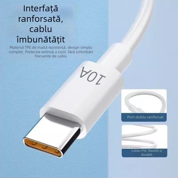 Cablu USB-C pentru Android, încărcare rapidă 10A, lungime 1–2 m, TPE, alb