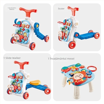 Jucărie pentru mers a bebelușului 5 în 1: cărucior pentru copii mici, scuter transformabil, din plastic, potrivit pentru 0–3 ani