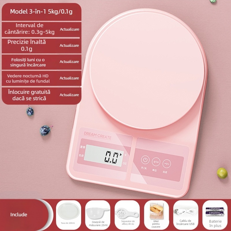 KO6M cântar electronic de bucătărie, precizie de 0,01 g pentru cântărirea alimentelor, utilizare casnică