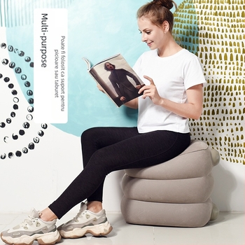 Miaosite MT501-3 pernă de picior gonflabilă pentru călătorii în aer liber, suprafață flocată, PVC ecologic, greutate 0.67 kg