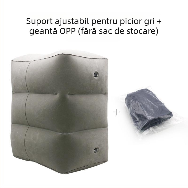 Miaosite MT501-3 pernă de picior gonflabilă pentru călătorii în aer liber, suprafață flocată, PVC ecologic, greutate 0.67 kg